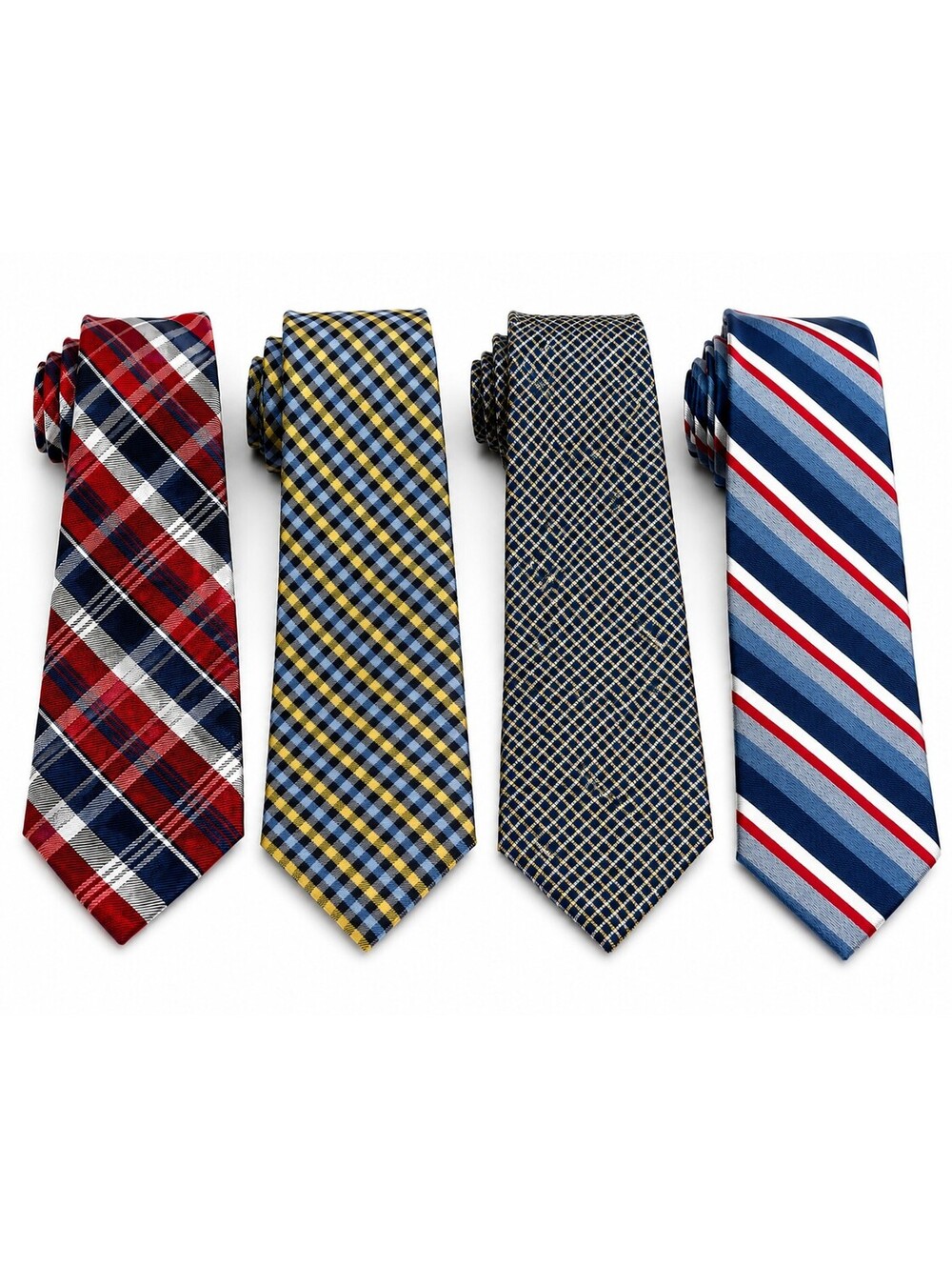 U.S. Polo Assn Mens Tie Lot of 4 Plaid Stripe Preppy Neckties 3" Wide